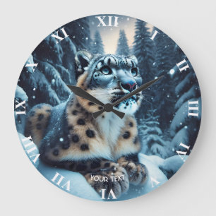 Relógio Grande Fantasy Cuja Neve de inverno é Leopardo