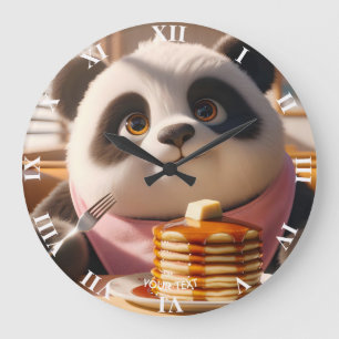 Relógio Grande Fantasy Cuja Panda Come Pancakes