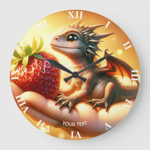 Relógio Grande Fantasy Cute Baby Dragon Strawberry