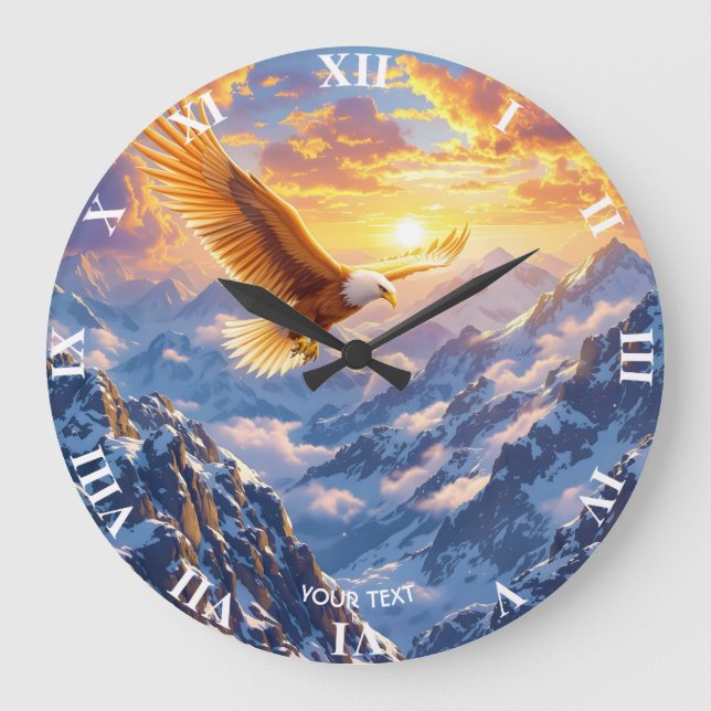 Relógio Grande Fantasy Cute Eagle Mounges Sunrise (Frente)