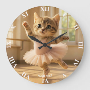 Relógio Grande Fantasy Cute Kitten Small Ballerina
