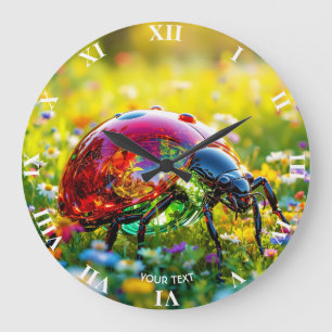Relógio Grande Fantasy Cute Ladybug Poled Glass