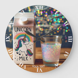 Relógio Grande Fantasy Cute Milk Unicorn Rainbow