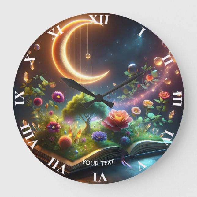 Relógio Grande Fantasy Cute Moon Garden Book (Frente)