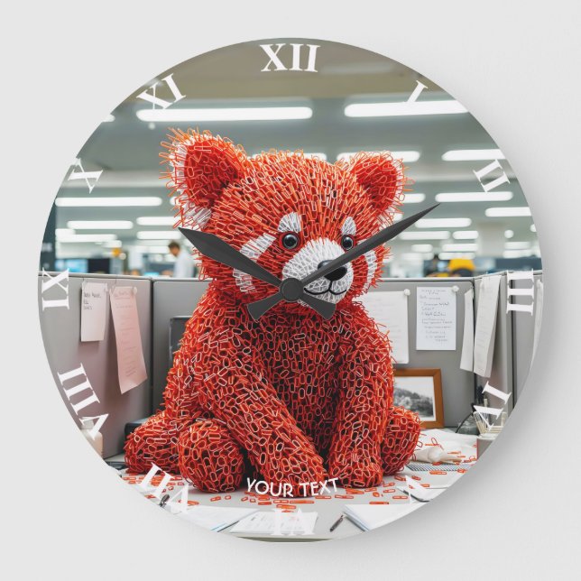 Relógio Grande Fantasy Cute Paper Clip Bear (Frente)