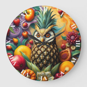 Relógio Grande Fantasy Cute Serene Pineapple Owl