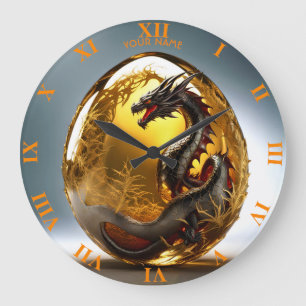 Relógio Grande Fantasy Cute Vivid Dragon Glass Egg