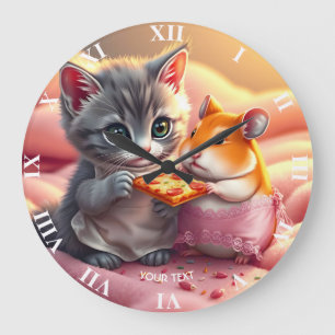 Relógio Grande Fantasy - Gatinho Gelado Pizza