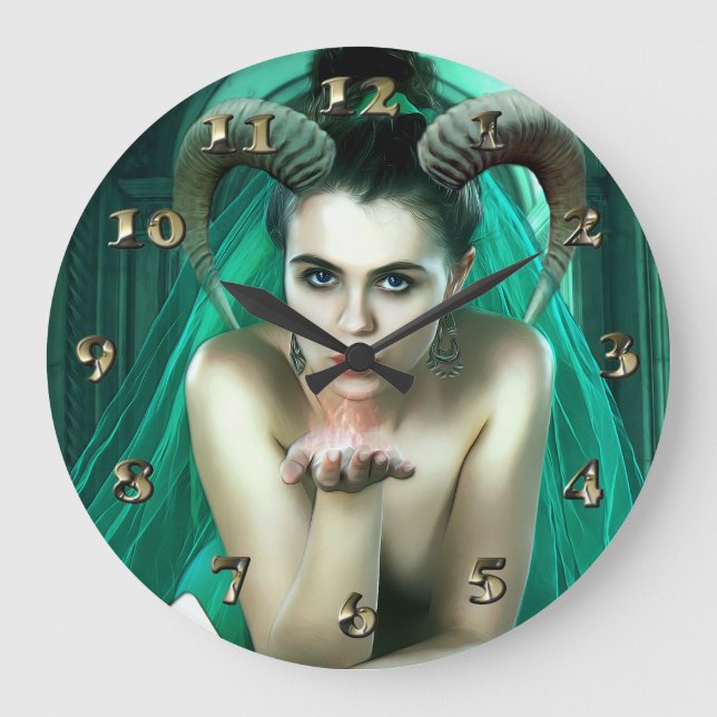 Relógio Grande Fantasy Mulher Jogando Poker (Frente)