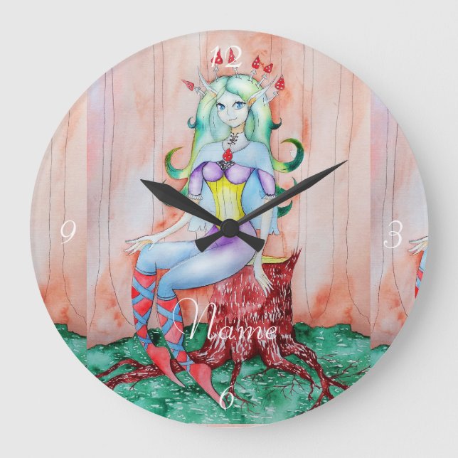 Relógio Grande Fantasy Pixie Fairy Thunder_Cove (Frente)