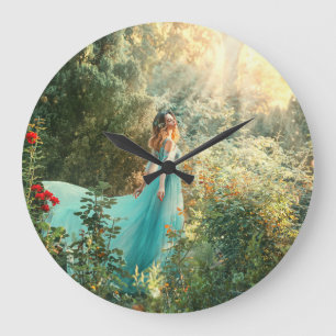 Relógio Grande Fantasy Princess: Summer Nature Vintage.