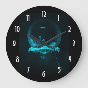 Relógio Grande Fantasy Seattle City em um globo de neve com um Bl