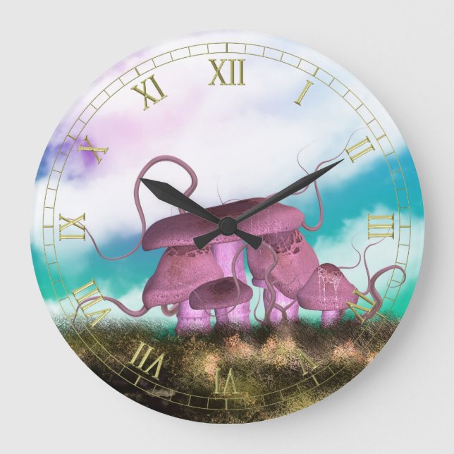 Relógio Grande Fantasy Toadstools Wall Clock (Frente)