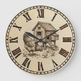 Relógio Grande Farm Chicken Wall Clock 
