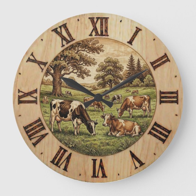 Relógio Grande Farm Cow - Wall Clock (Frente)