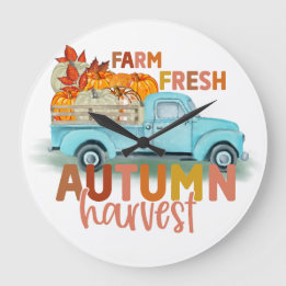 Relógio Grande Farm Fresh Autumn Harvest Quote