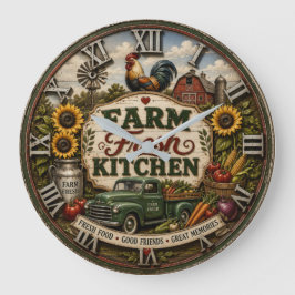 Relógio Grande Farm Fresh Kitchen Vintage Country Farmhouse