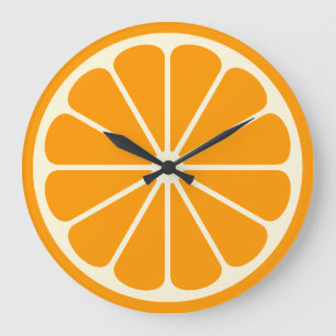 Relógio Grande Fatia de Fruta Laranja