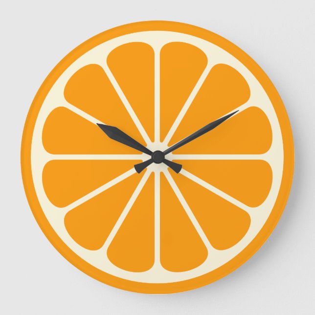 Relógio Grande Fatia de Fruta Laranja (Frente)