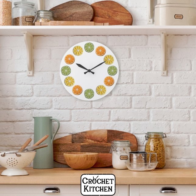 Relógio Grande Fatias Mínimas Modernas de Citros de Crochet (Criador carregado)