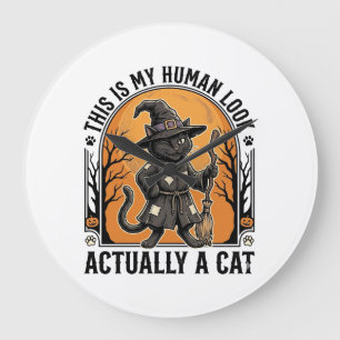 Relógio Grande Fato de Gato do Dia das Bruxas, Camisa de Gato Bru