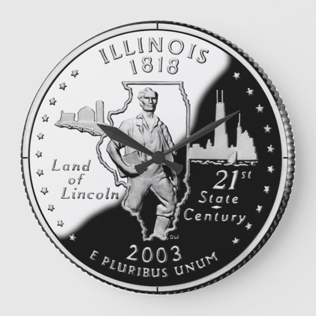 Relógio Grande Faux Illinois State Quarter (Frente)