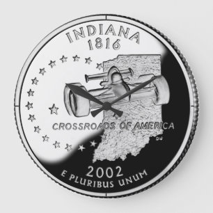 Relógio Grande Faux Indiana State Quarter