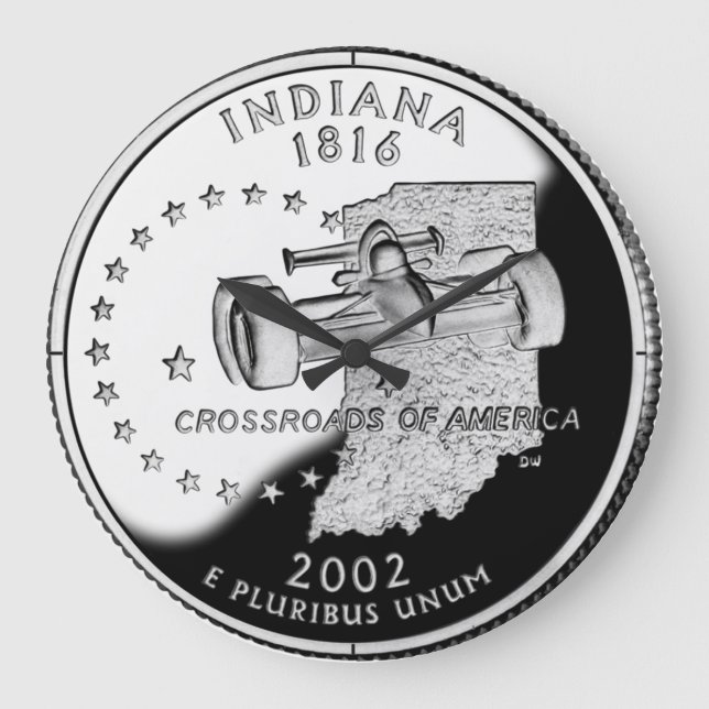 Relógio Grande Faux Indiana State Quarter (Frente)