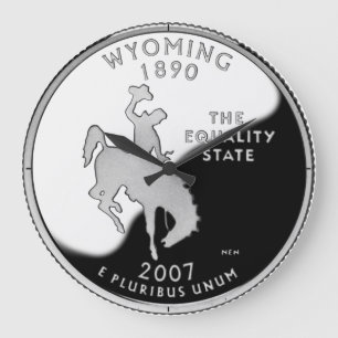 Relógio Grande Faux Wyoming State Quarter