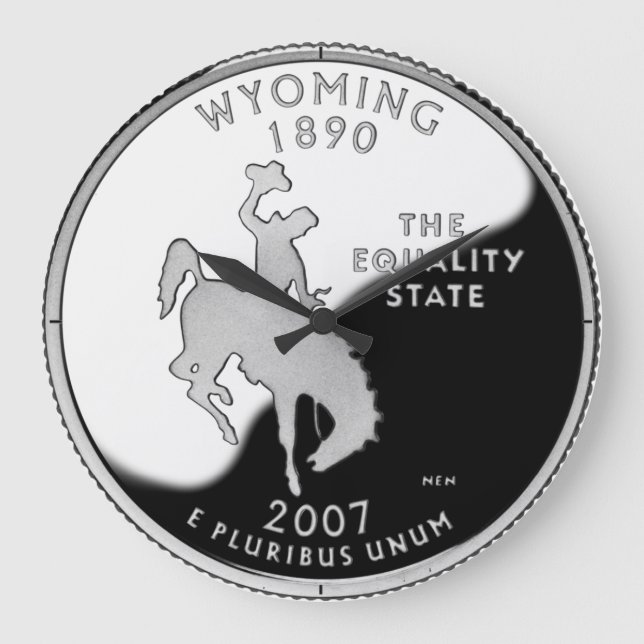 Relógio Grande Faux Wyoming State Quarter (Frente)