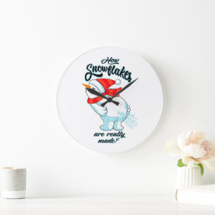 Relógio Grande Fazendo Snowman Fartar Como Os Flocos De Neve São 