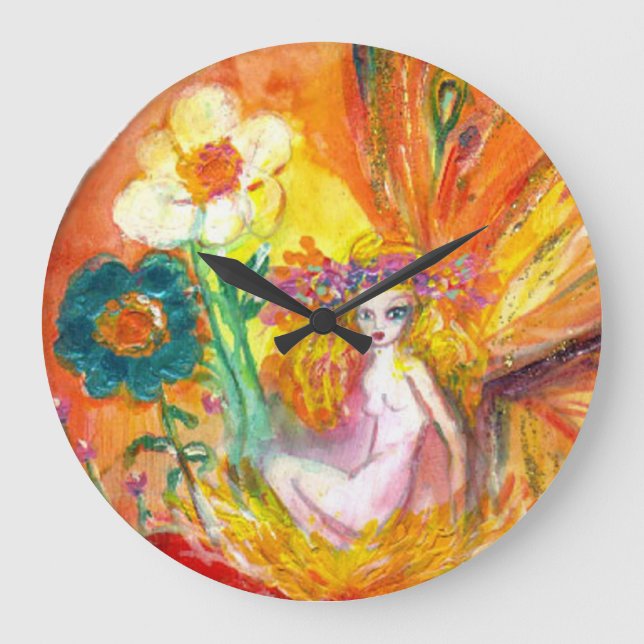 Relógio Grande FÉ DAS FLORES Fantasia Amarela (Frente)