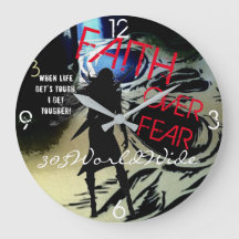 "FÉ SOBRE O MEDO! "ROUND WALL CLOCK 4 HORAS!