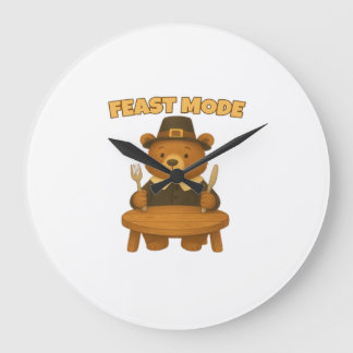 Relógio Grande Feast Mode Thankgiving Turkey - Cute Pilgrim Turke