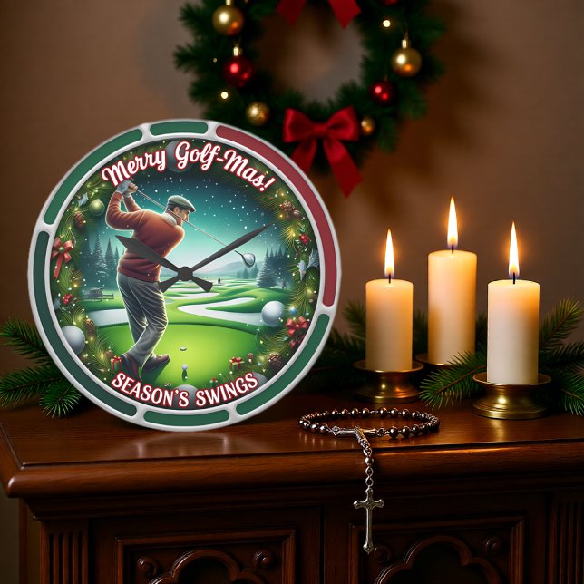 Relógio Grande Felicidades de Golfe-Natal Férias de Golfe (Criador carregado)