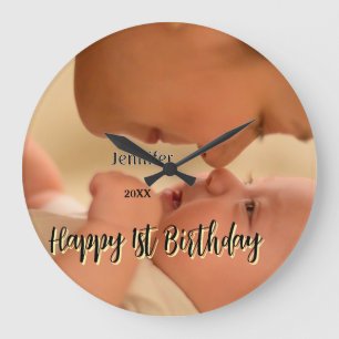 Relógio Grande Feliz 1º aniversário crianças bebê mãe preto amare