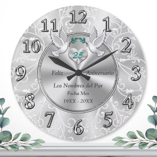 Relógio Grande Feliz 25 Aniversario Reloj