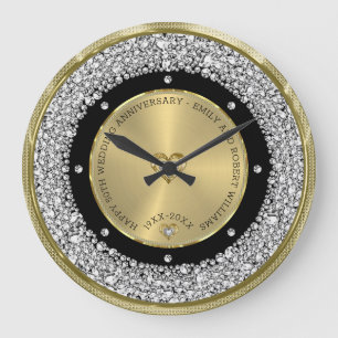 Relógio Grande Feliz 50º casamento - diamantes universalmente e 