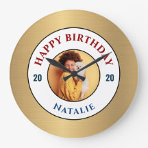 Feliz aniversário Foto Dourada Elegante Personaliz