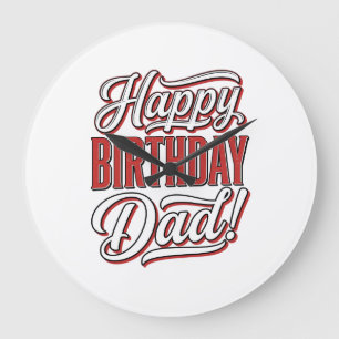 Relógio Grande Feliz Aniversário Pai Camisa Tipografia Vintage De