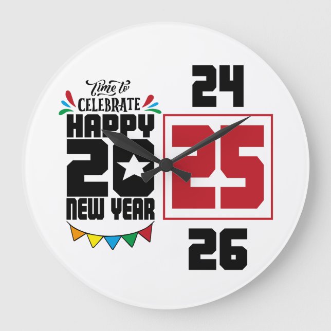 Relógio Grande Feliz ano novo (Frente)