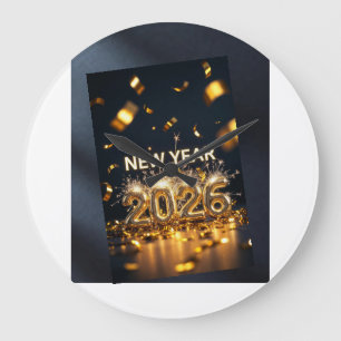 Relógio Grande Feliz Ano Novo 2026 – Novo Começo, Novas Esperança