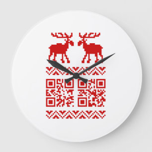 Relógio Grande Feliz ano novo de Código QR do Sweater de Natal F