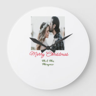 Relógio Grande Feliz casal de Natal - adicione nome feliz holida