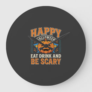 Relógio Grande Feliz Dia das Bruxas Abóbora Comer Beber Ser Assus