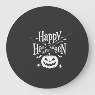 Relógio Grande Feliz Dia das Bruxas Abóbora Morcego Aranha Design
