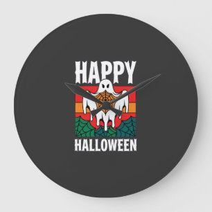 Relógio Grande Feliz Dia das Bruxas Fantasma Teia de Aranha Retro