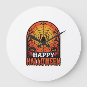 Relógio Grande Feliz Dia das Bruxas Teia de Aranha Desenho de Gra