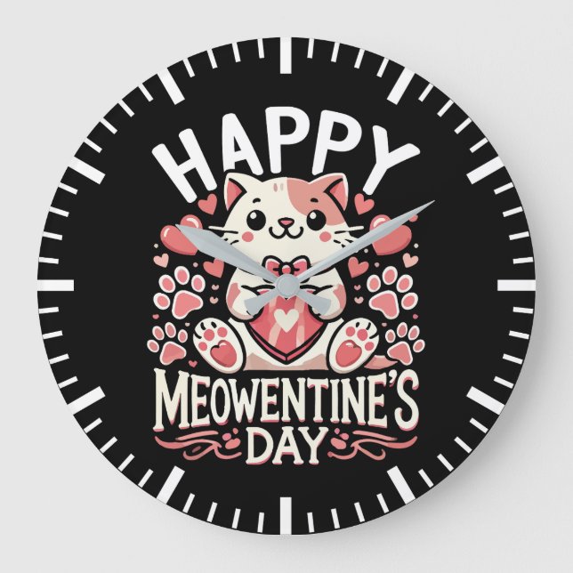 Relógio Grande Feliz Dia de Meowentine - Dia de os namorados de G (Frente)