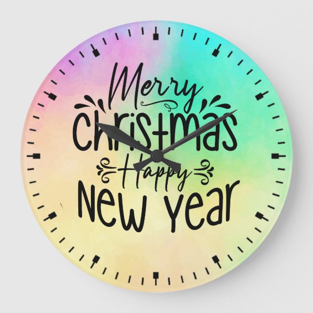 Relógio Grande Feliz Feliz ano novo de Natal (Frente)